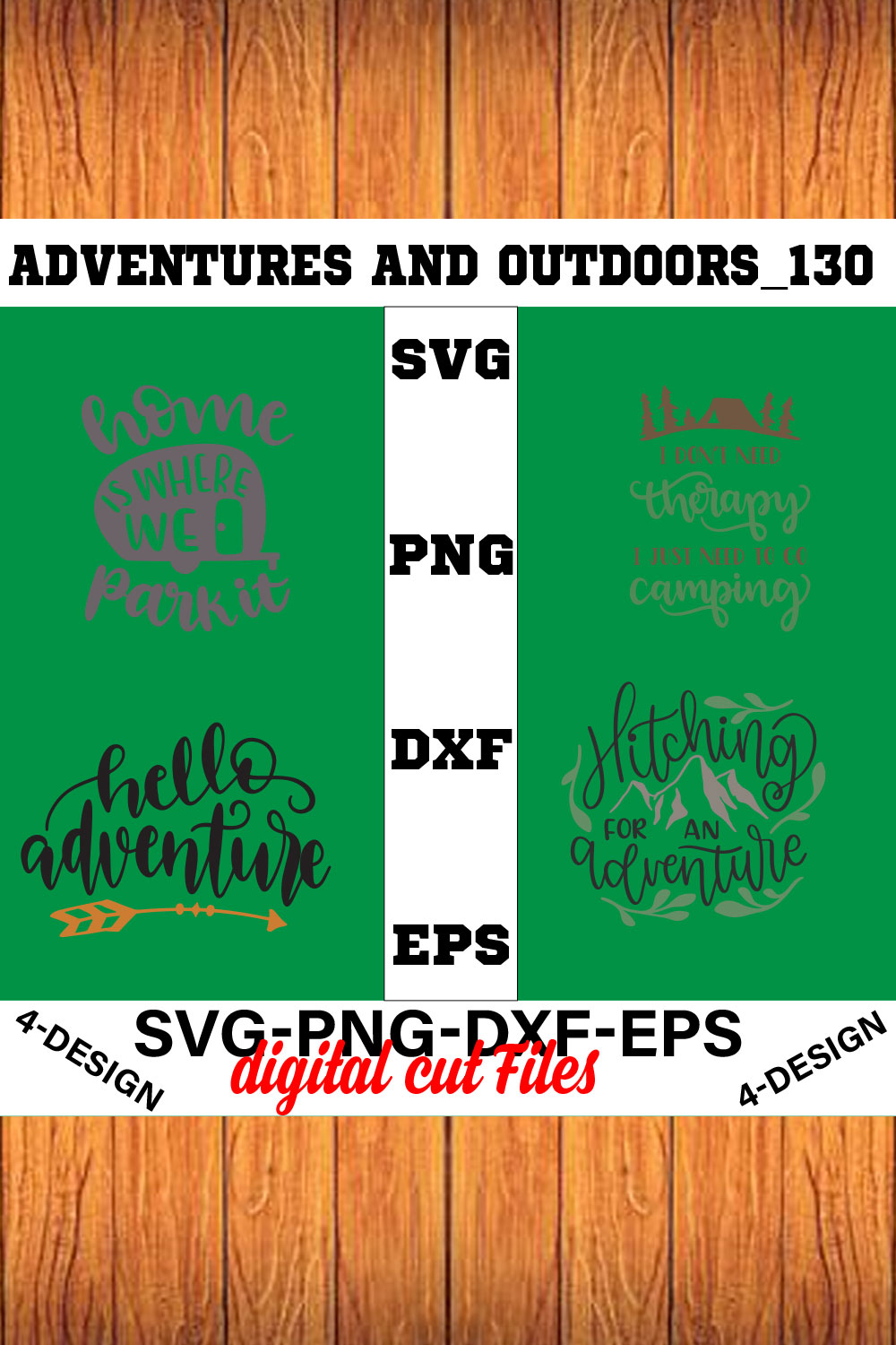 Adventures And Outdoors T-shirt Design Bundle Volume-15 pinterest preview image.