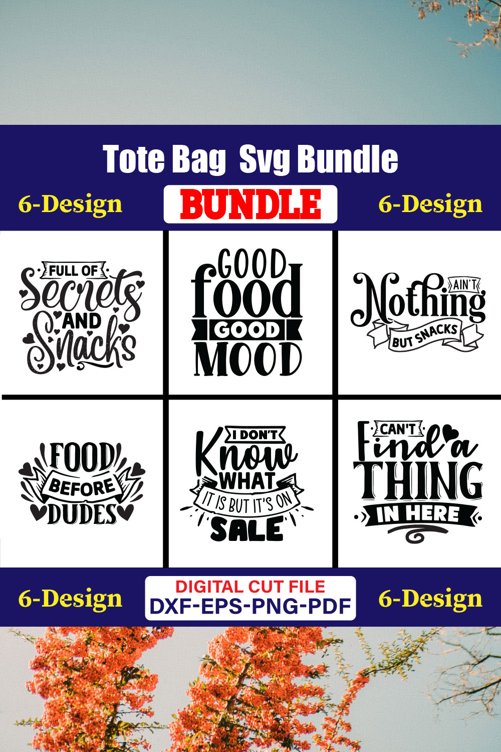 Tote Bag T-shirt Design Bundle Vol-01 pinterest preview image.