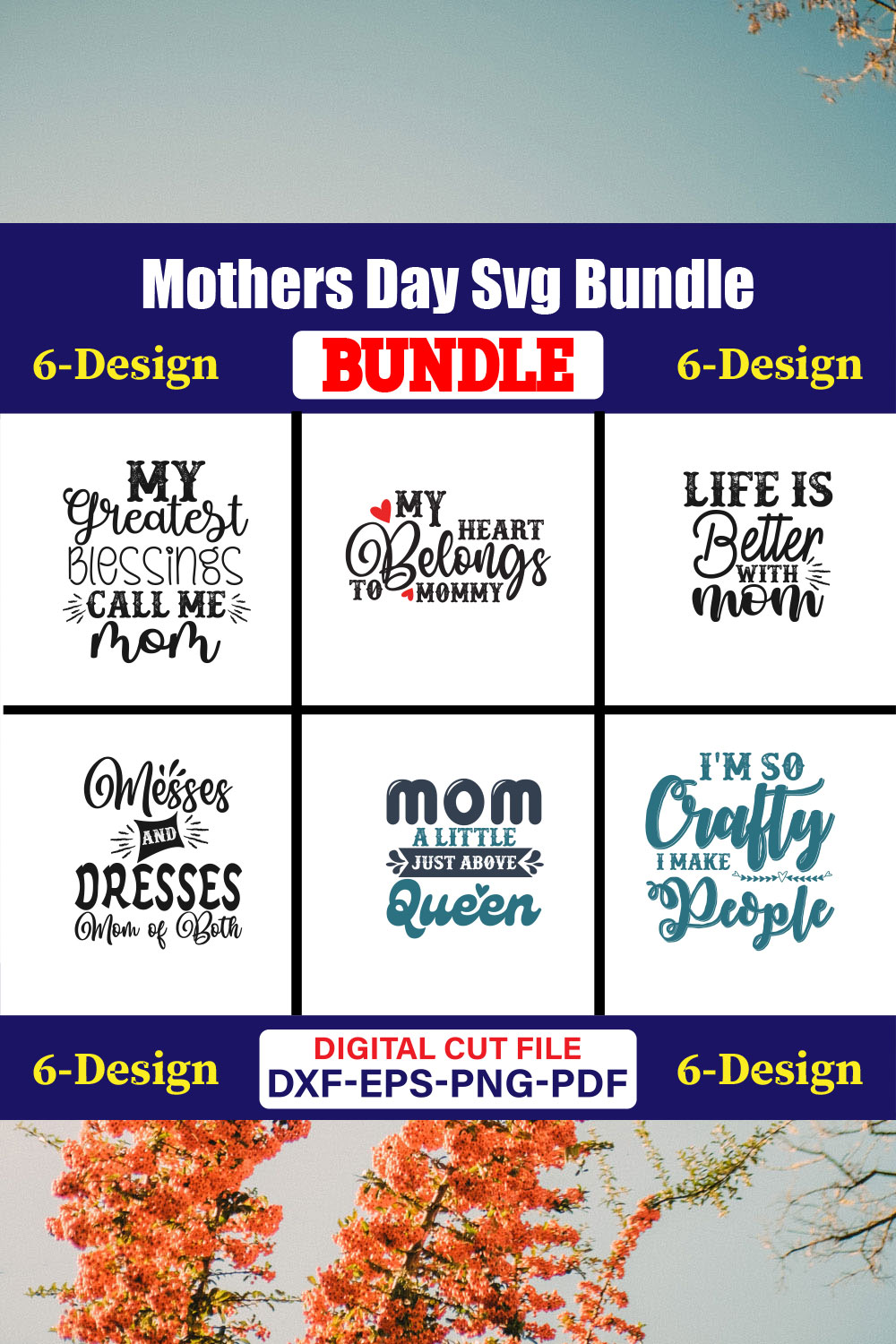 Mothers Day SVG Bundle, Mom life svg, Mama svg, Funny Mom Svg, Blessed mama svg, Mom of boys girls svg-Vol-116 pinterest preview image.
