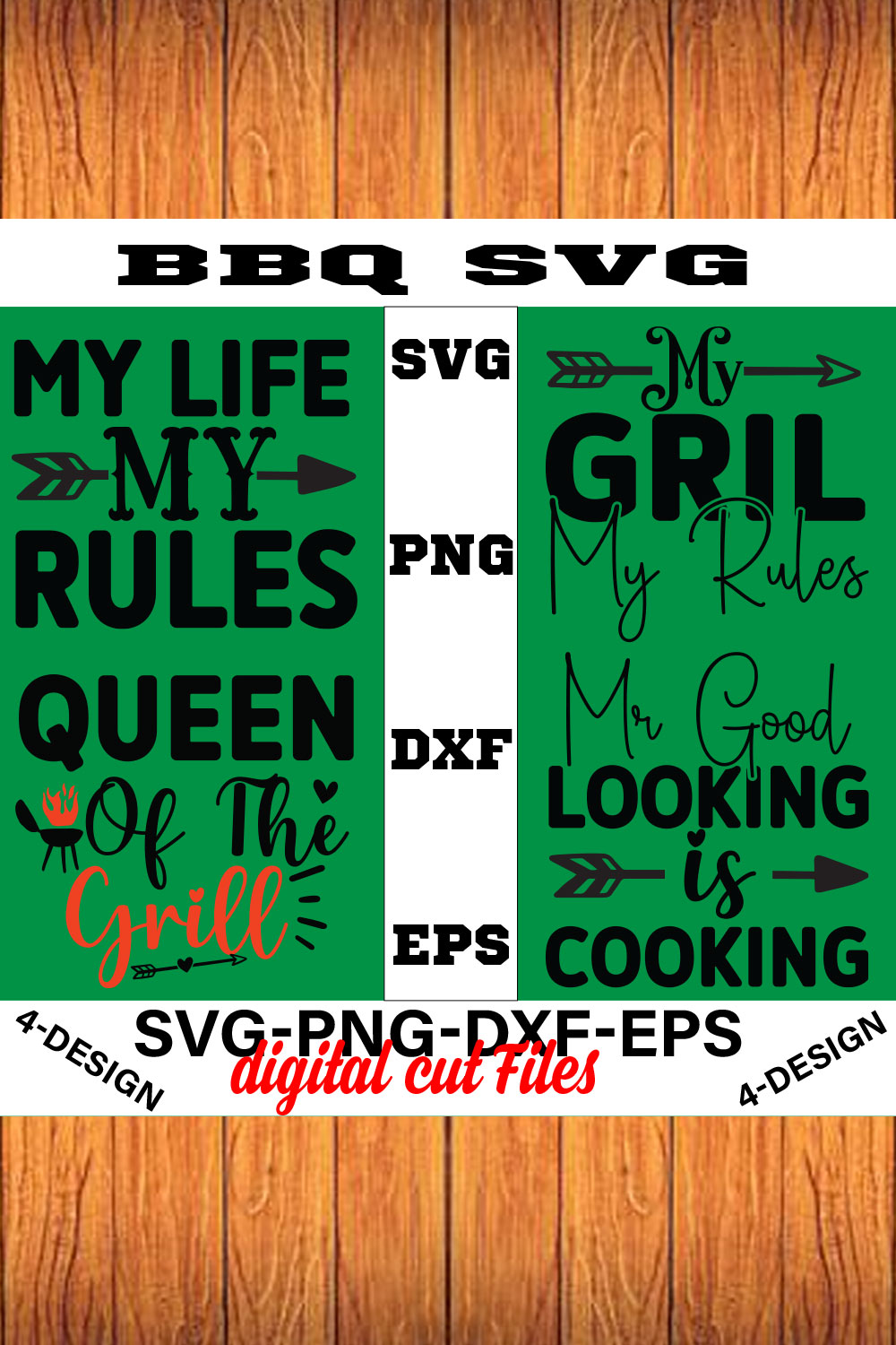 BBQ SVG T-shirt Design Bundle Volume-05 pinterest preview image.