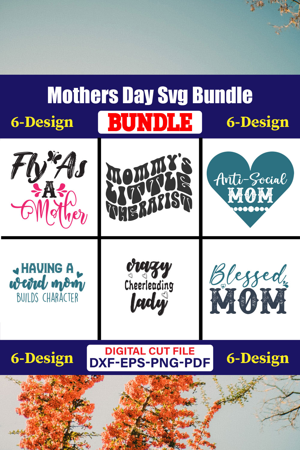 Mothers Day SVG Bundle, Mom life svg, Mama svg, Funny Mom Svg, Blessed mama svg, Mom of boys girls svg-Vol-79 pinterest preview image.