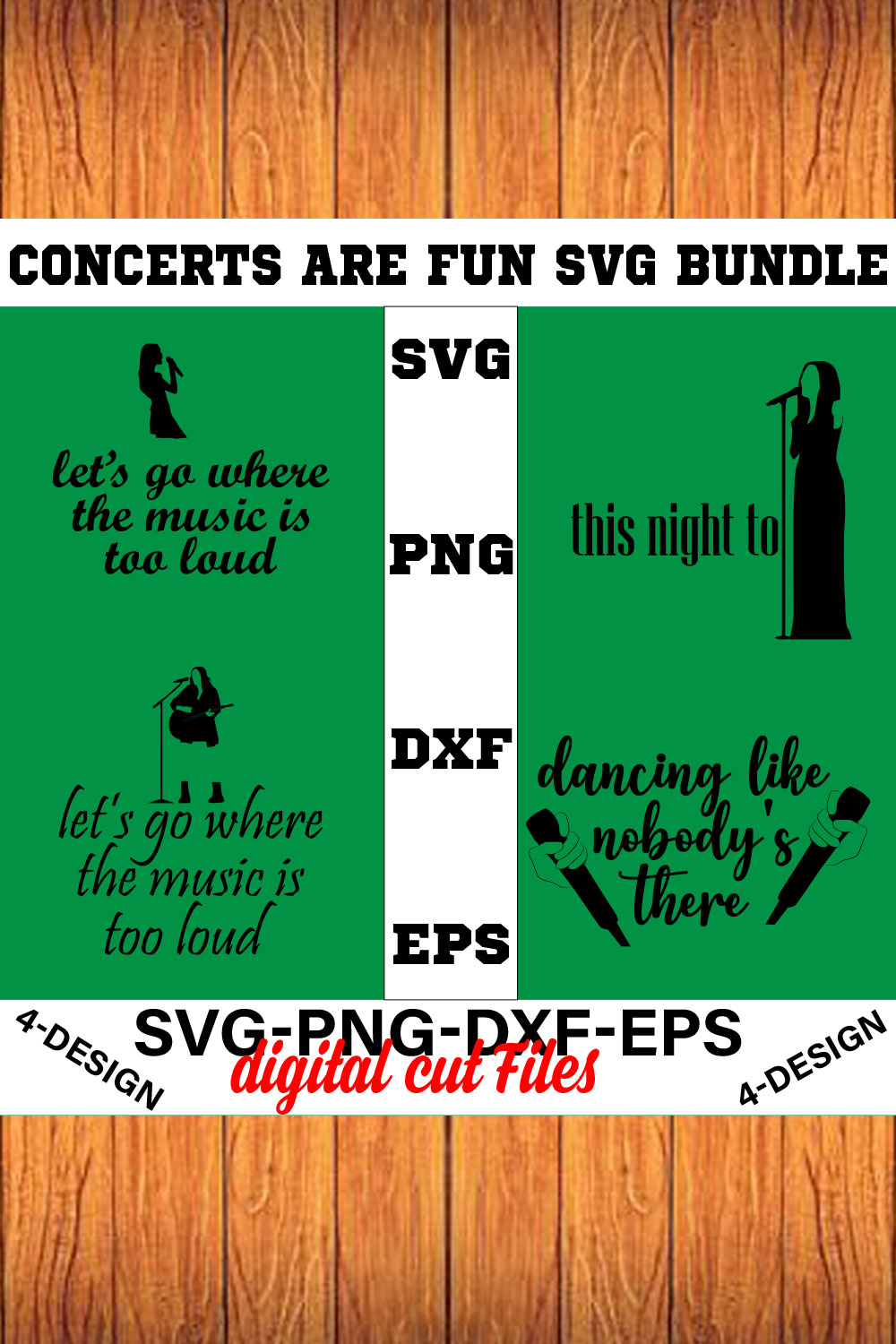 Concerts are Fun SVG T-shirt Design Bundle Volume-04 pinterest preview image.