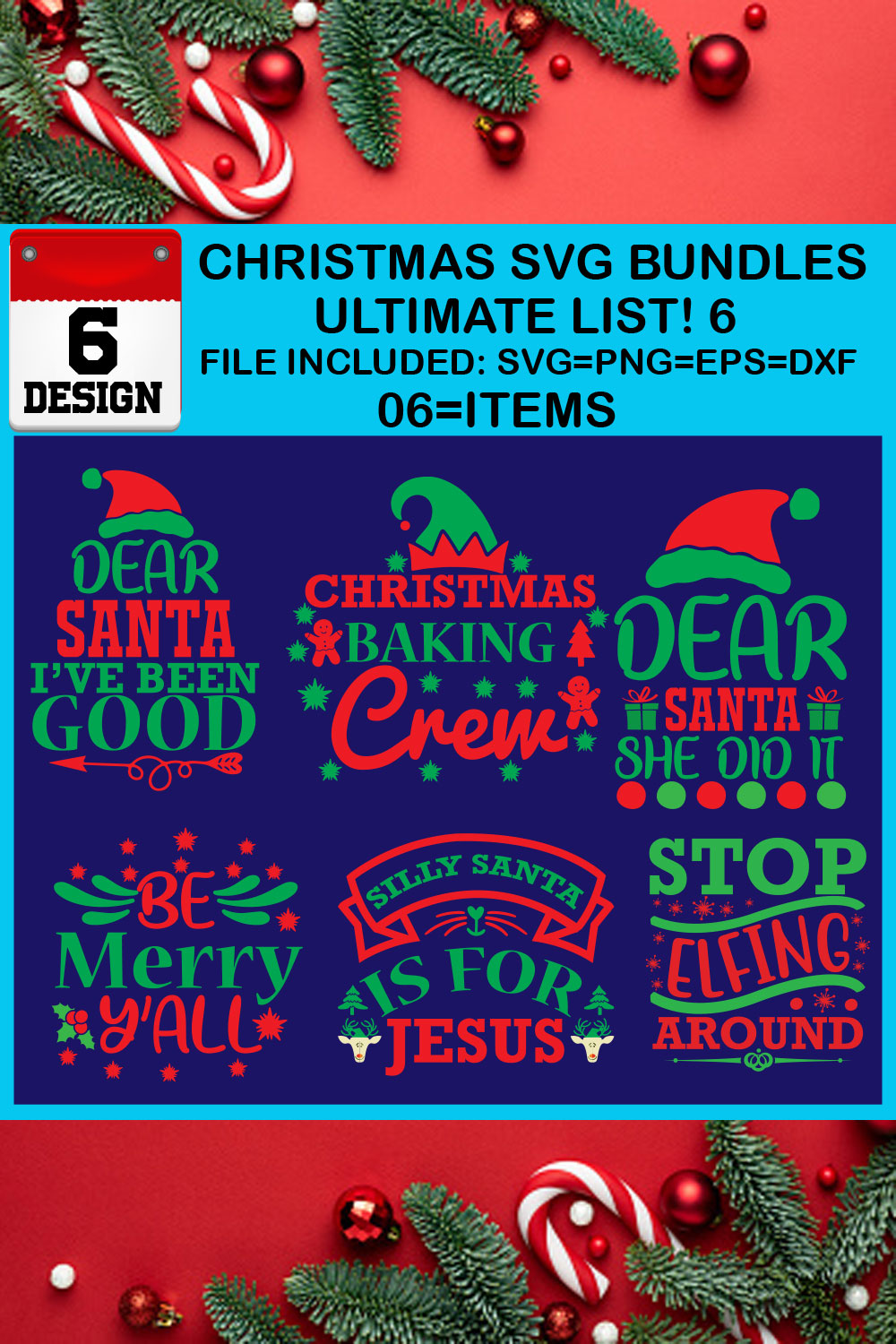 Ultimate List! 6 Christmas SVG Free Bundles pinterest preview image.