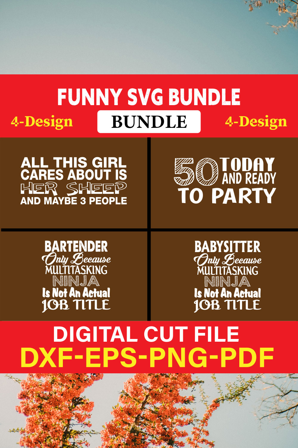 Funny SVG T-shirt Design Bundle Vol-19 pinterest preview image.