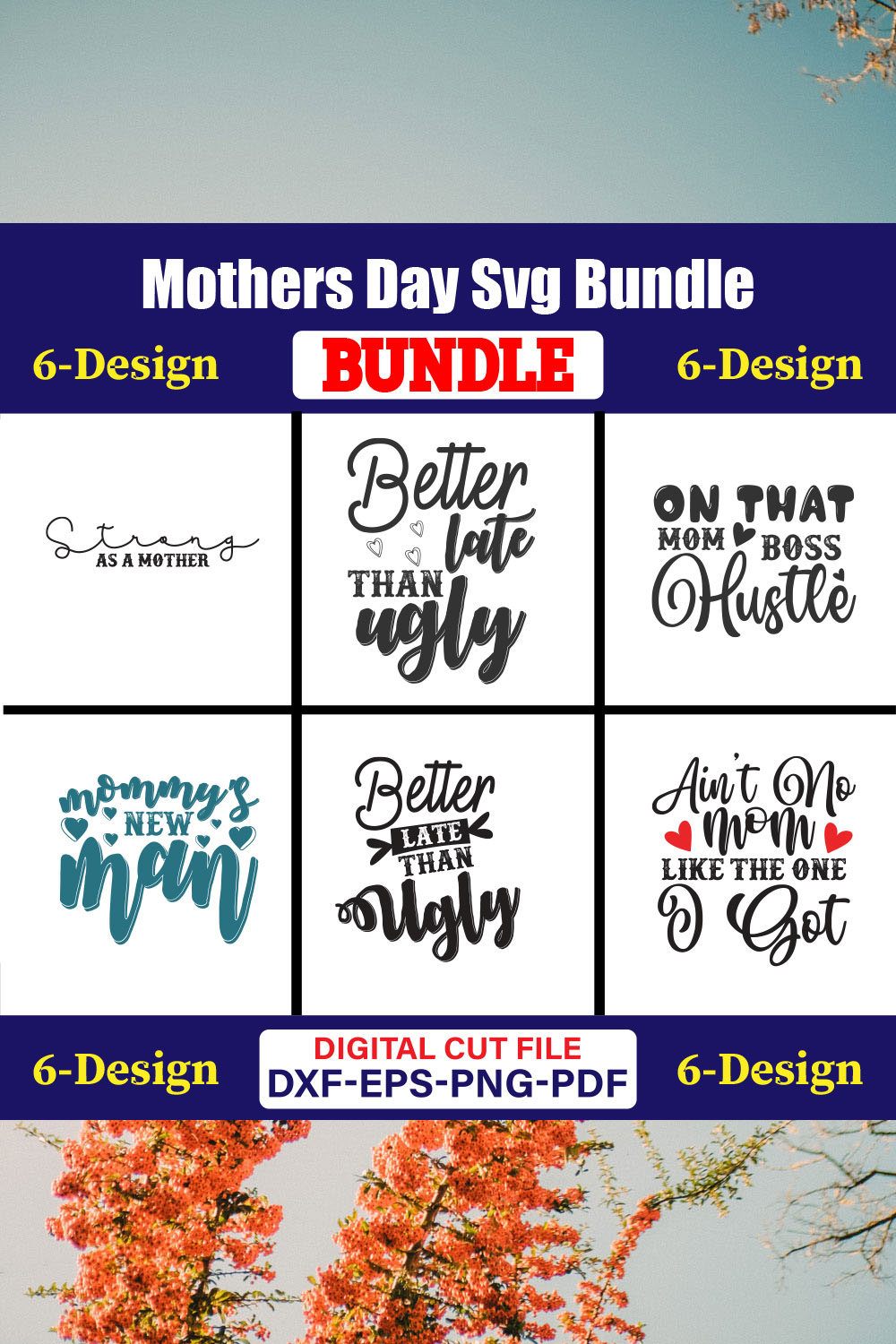 Mothers Day SVG Bundle, Mom life svg, Mama svg, Funny Mom Svg, Blessed mama svg, Mom of boys girls svg-Vol-57 pinterest preview image.