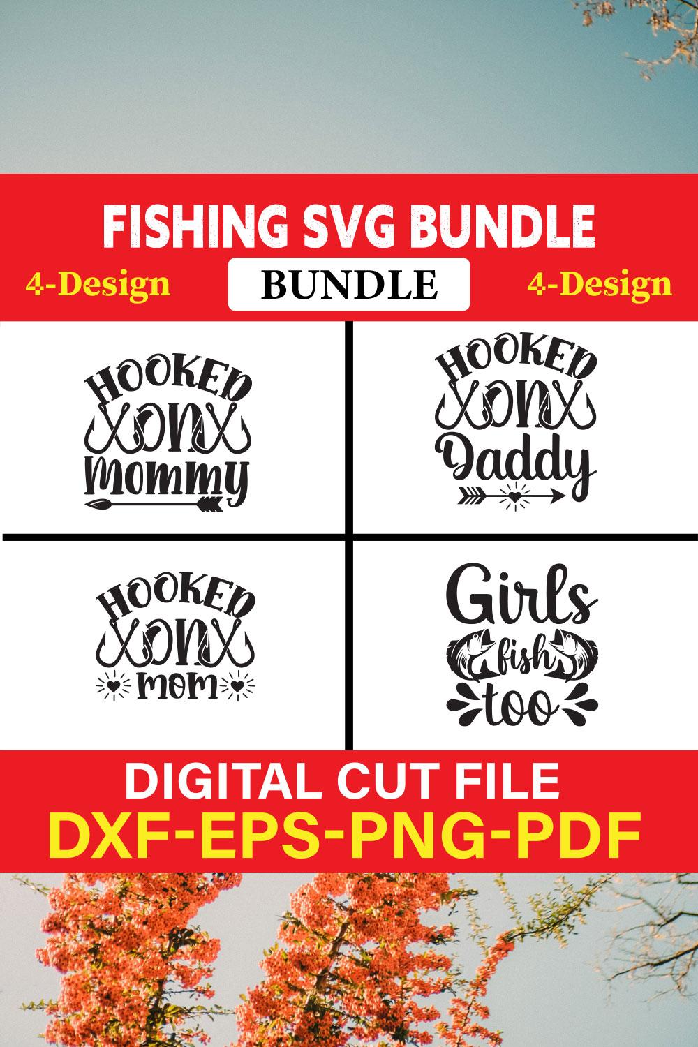 Fishing T-shirt Design Bundle Vol-12 pinterest preview image.