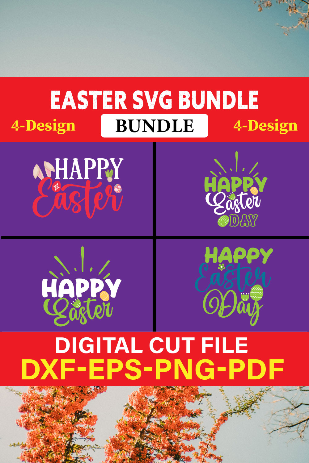 Easter T-shirt Design Bundle Vol-3 pinterest preview image.