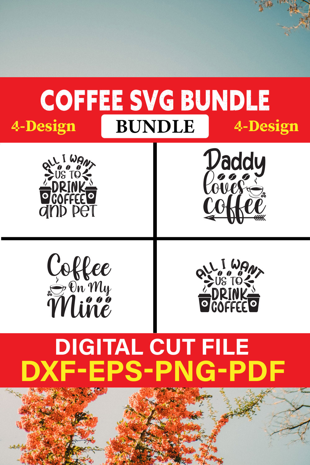 Coffee T-shirt Design Bundle Vol-8 pinterest preview image.