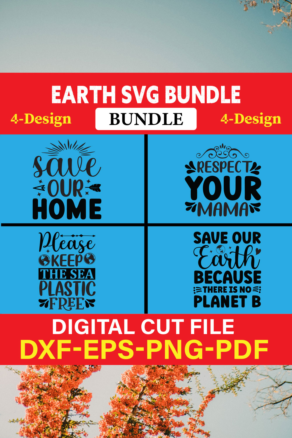 Earth T-shirt Design Bundle Vol-3 pinterest preview image.