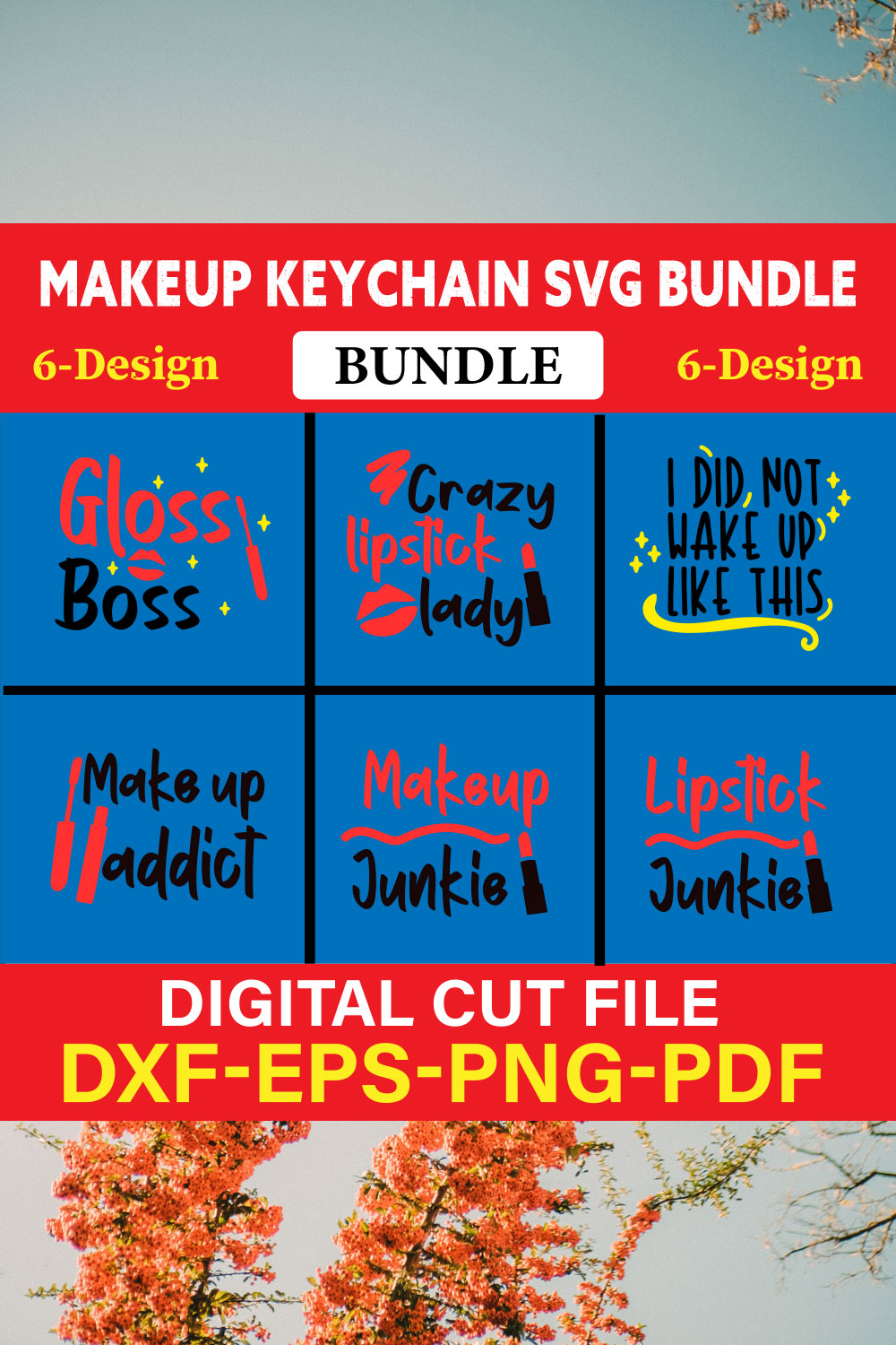 Makeup keychain T-shirt Design Bundle Vol-2 pinterest preview image.