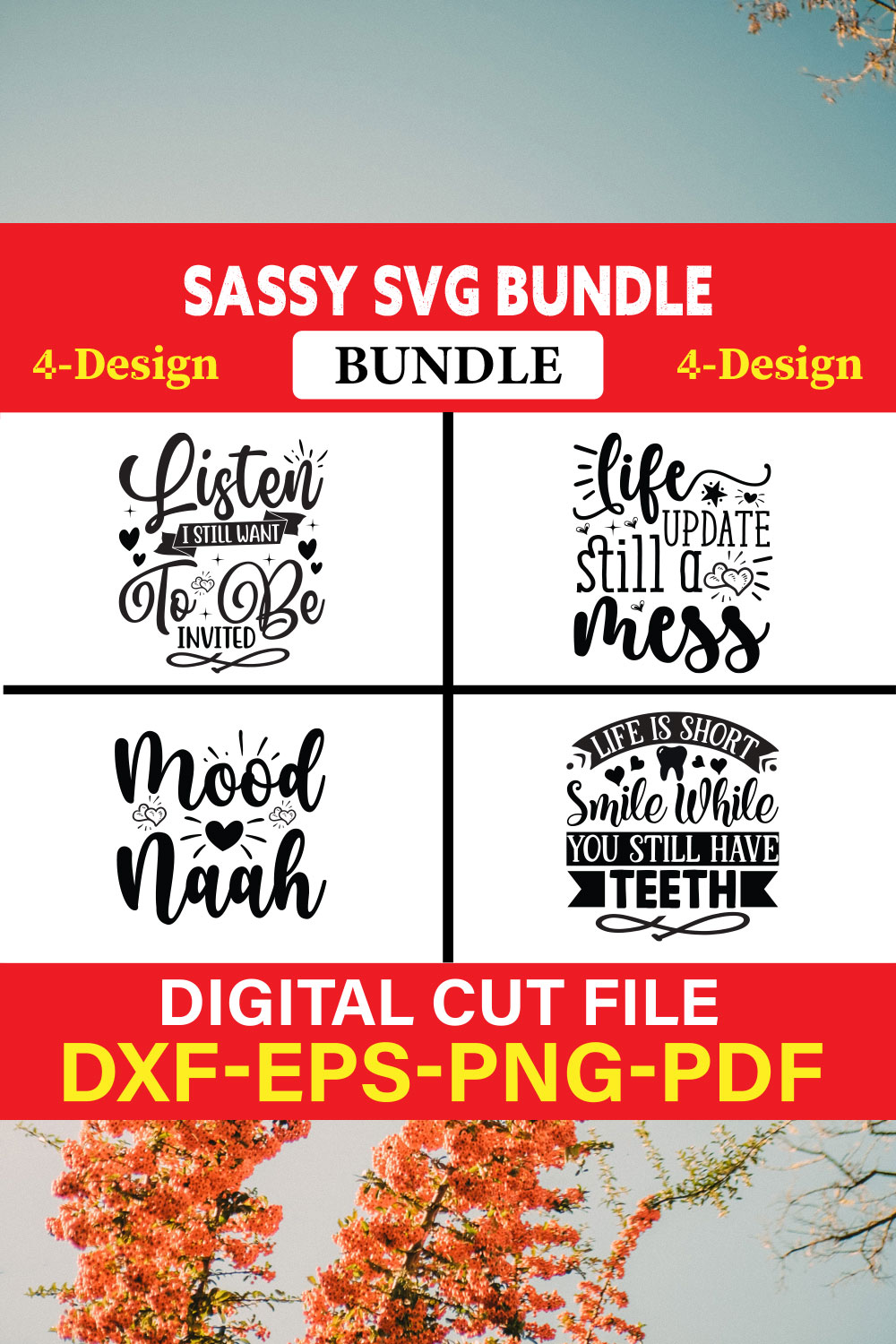 Sassy T-shirt Design Bundle Vol-1 pinterest preview image.