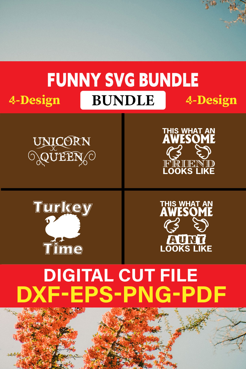 Funny SVG T-shirt Design Bundle Vol-53 pinterest preview image.