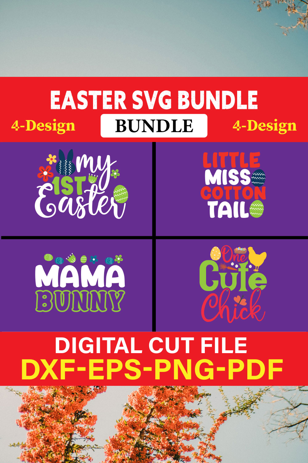 Easter T-shirt Design Bundle Vol-4 pinterest preview image.