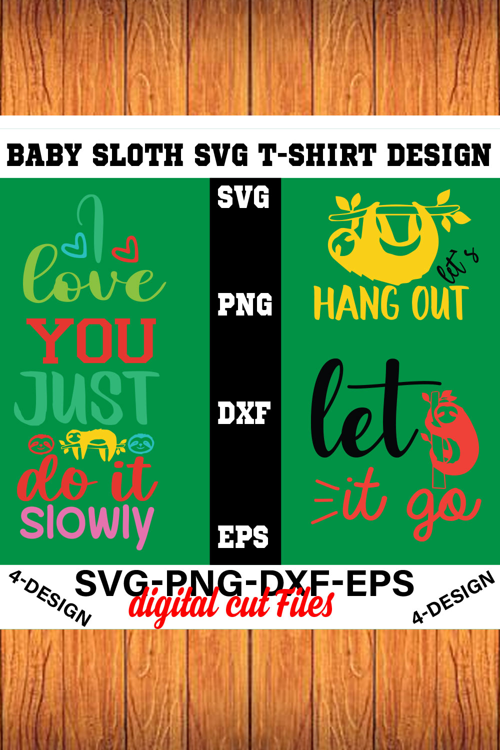 baby sloth SVG t-shirt design bundle sloth quotes svg, svg for cricut, cute sloth svg, Volume-03 pinterest preview image.