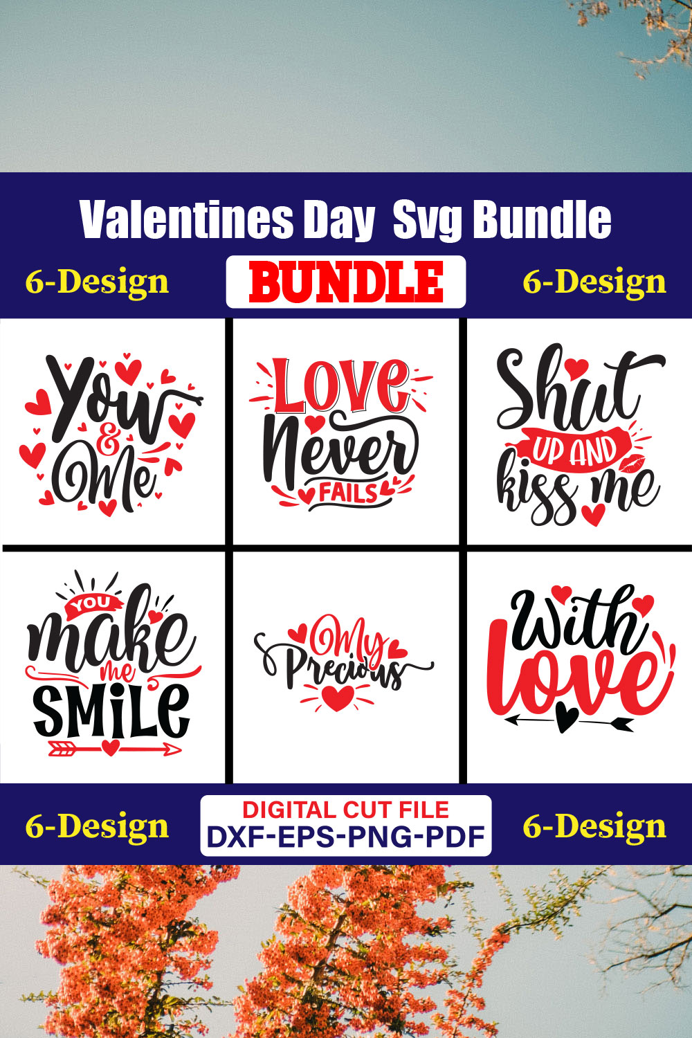 Valentines Day T-shirt Design Bundle Vol-46 pinterest preview image.