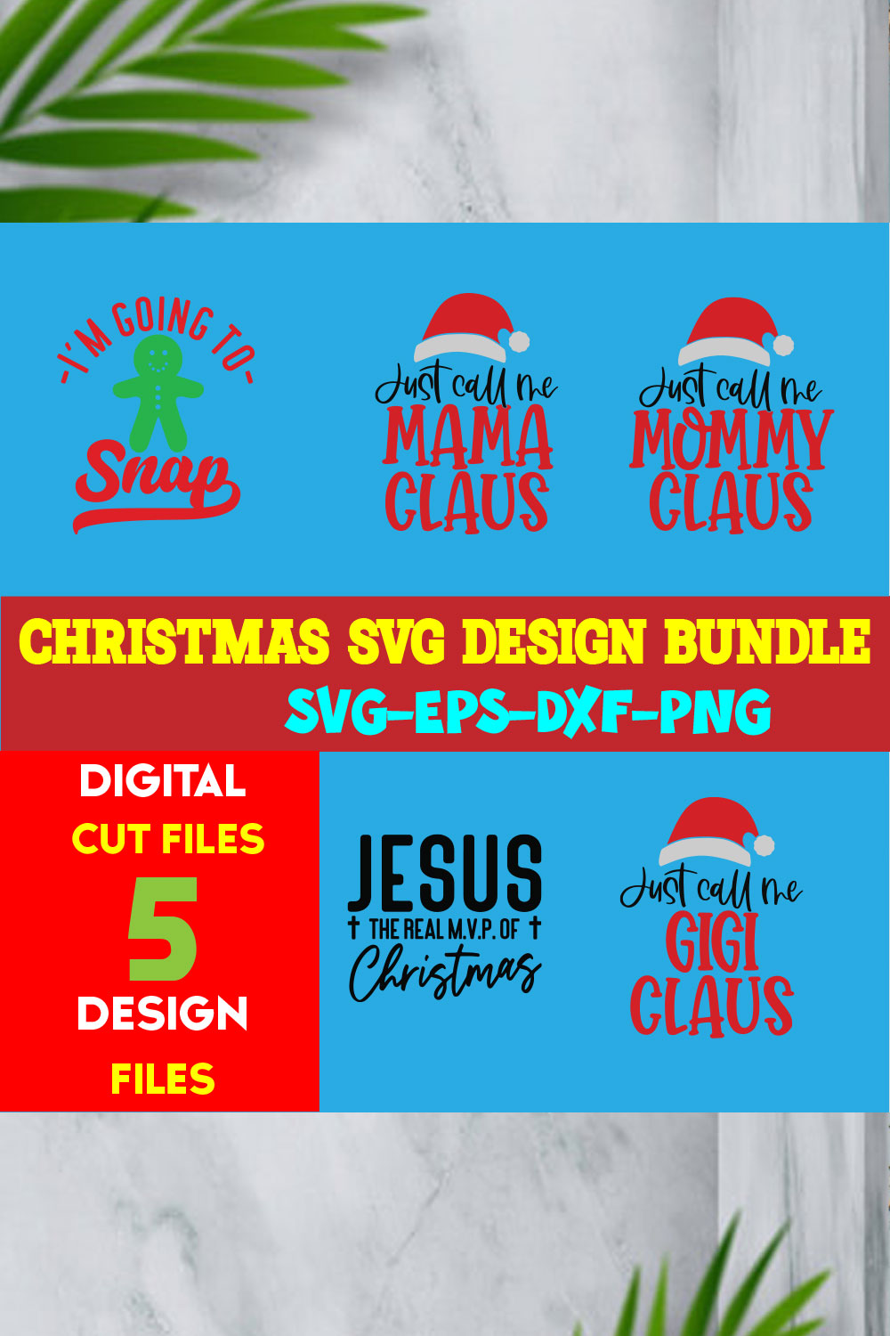 Christmas T-shirt Design SVG Bundle Free Volume-49 pinterest preview image.