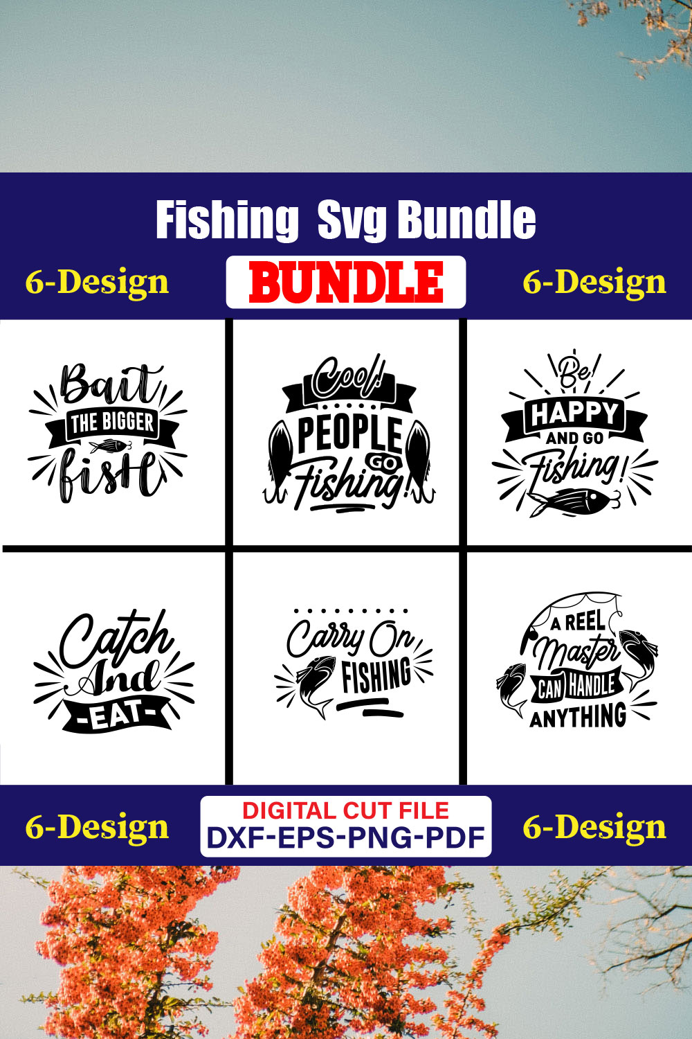 Fishing T-shirt Design Bundle Vol-14 pinterest preview image.