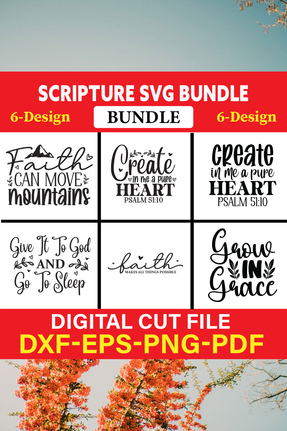 Scripture T-shirt Design Bundle Vol-1 pinterest preview image.