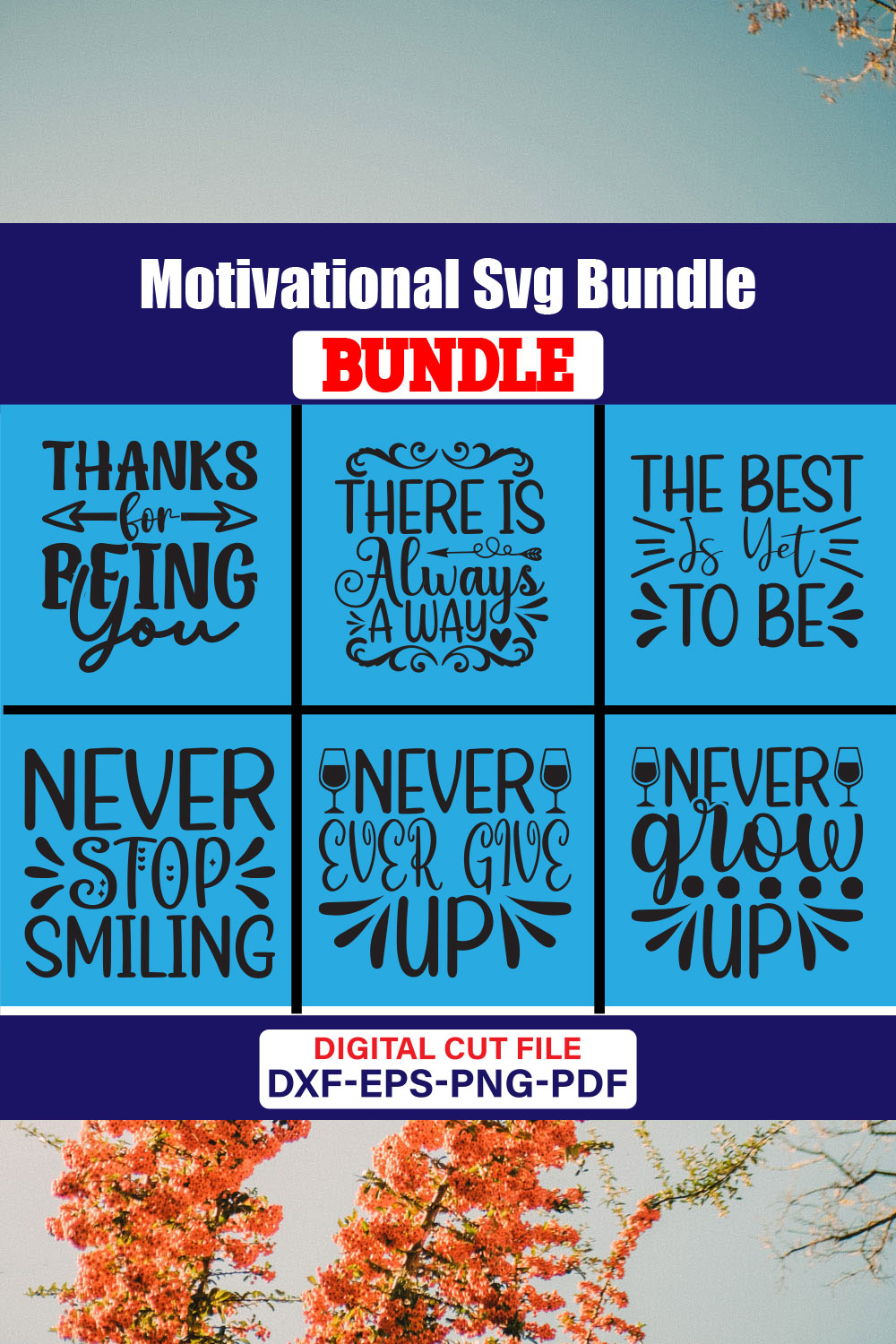 Motivational SVG T-shirt Design Bundle Vol-19 pinterest preview image.