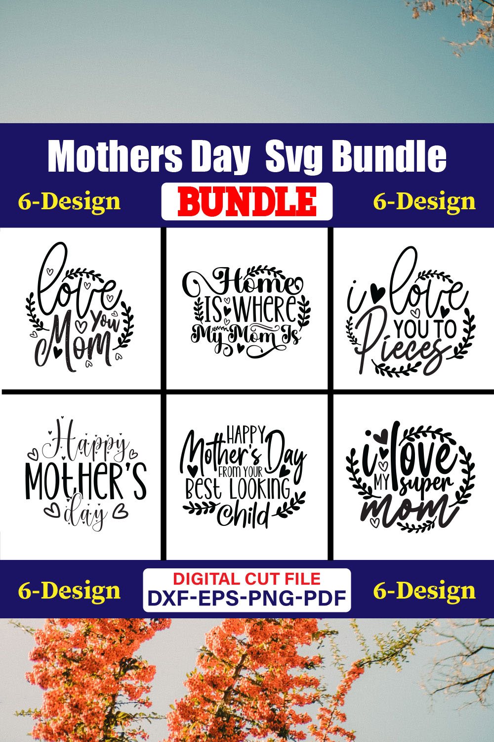 Mom Hustle T-shirt Design Bundle Vol-04 pinterest preview image.