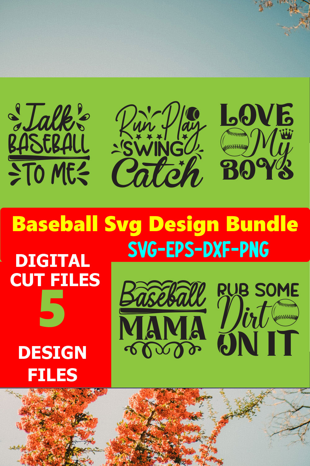 Baseball SVG T-shirt Design Bundle Volume-09 pinterest preview image.