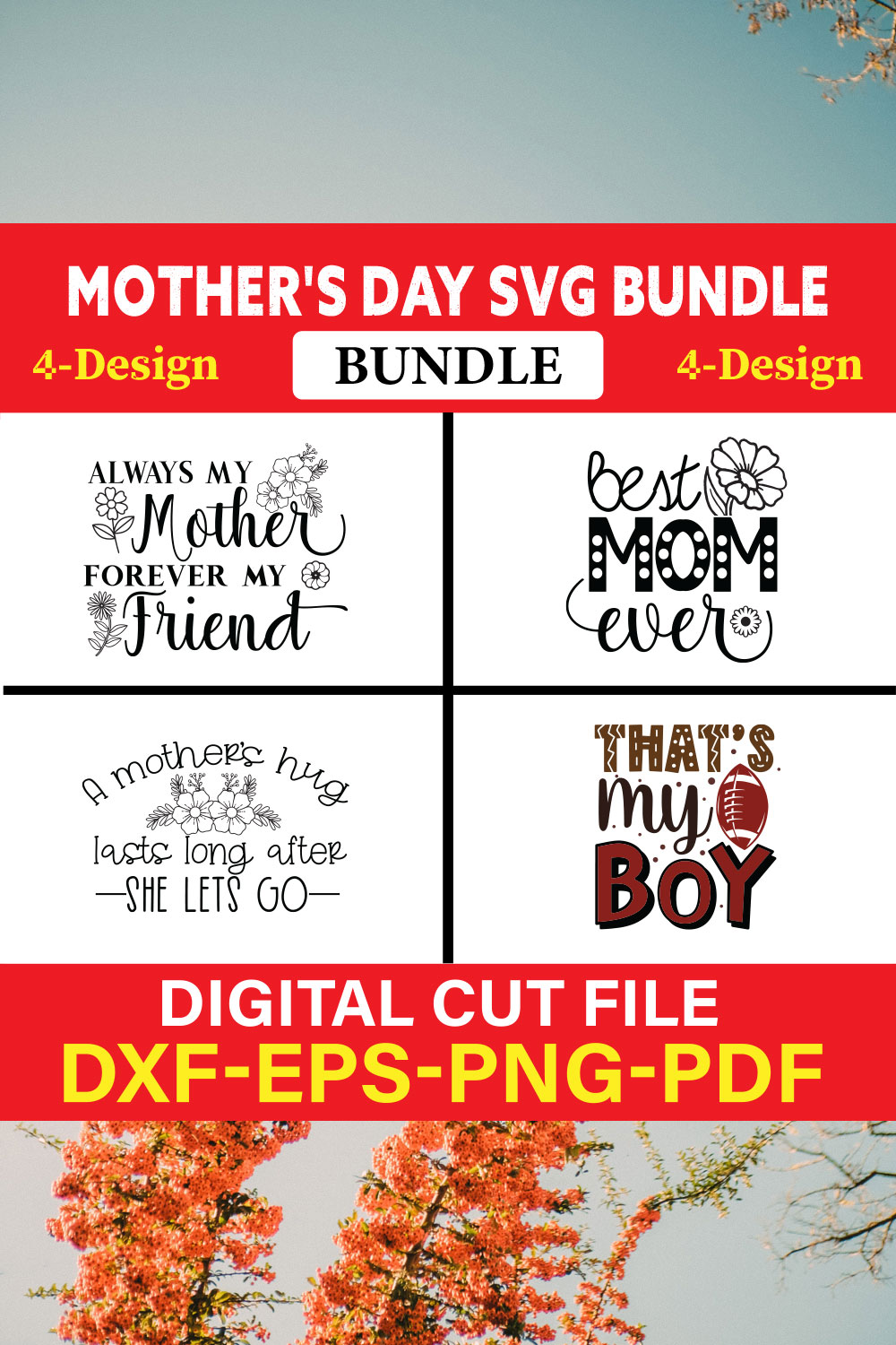 Mother's Day SVG T-shirt Design Bundle Vol-09 pinterest preview image.