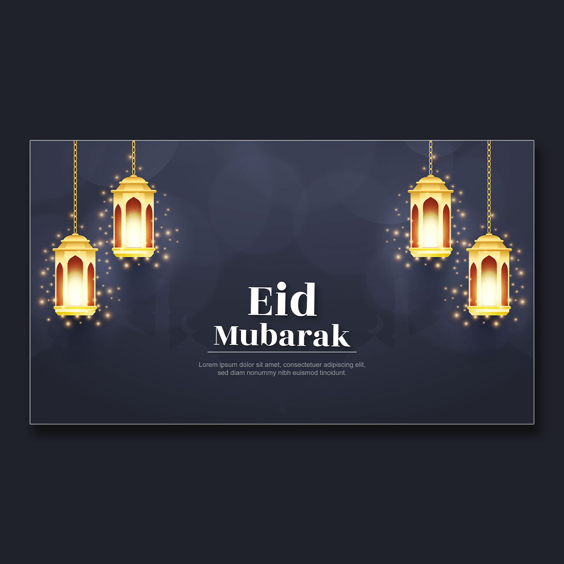 Eid Mubarak and eid ul fitr web banner template preview image.