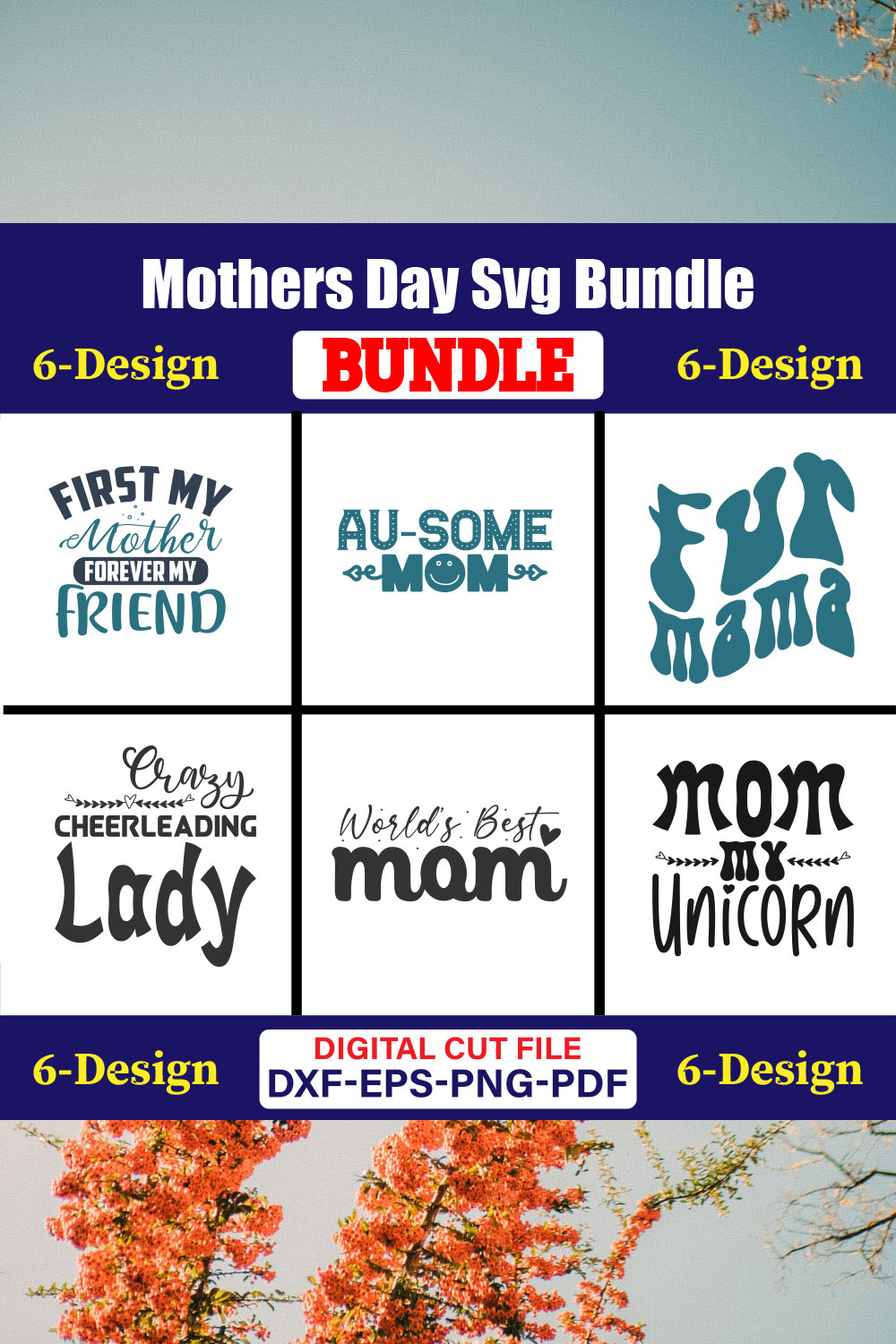 Mothers Day SVG Bundle, Mom life svg, Mama svg, Funny Mom Svg, Blessed mama svg, Mom of boys girls svg-Vol-98 pinterest preview image.