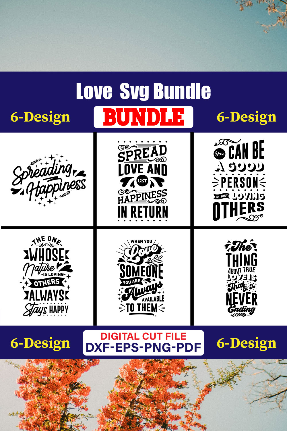 Love T-shirt Design Bundle Vol-04 pinterest preview image.