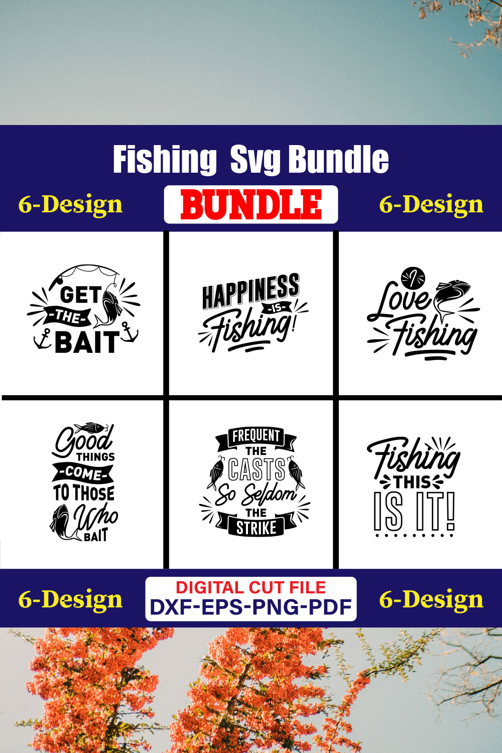 Fishing T-shirt Design Bundle Vol-16 pinterest preview image.