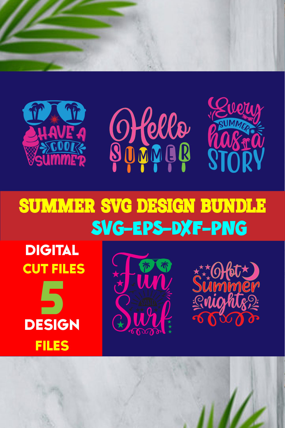 Summer T-shirt Design Bundle Volume-02 pinterest preview image.