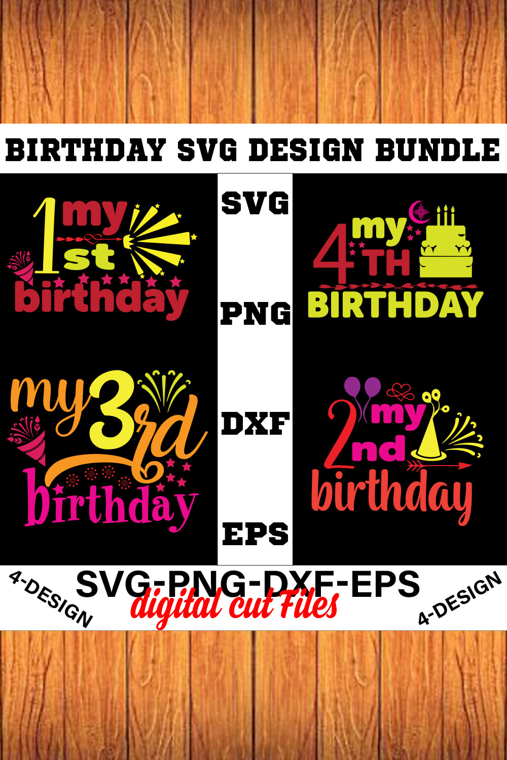 birthday svg design bundle Happy birthday svg bundle hand lettered birthday svg birthday party svg Volume-17 pinterest preview image.