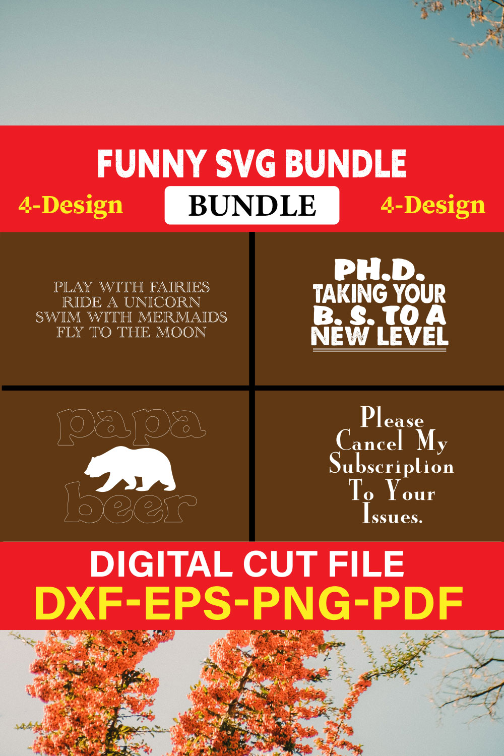 Funny SVG T-shirt Design Bundle Vol-49 pinterest preview image.