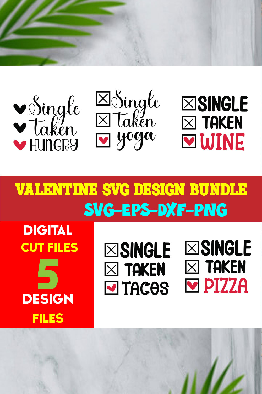 Valentine T-shirt Design Bundle Volume-08 pinterest preview image.