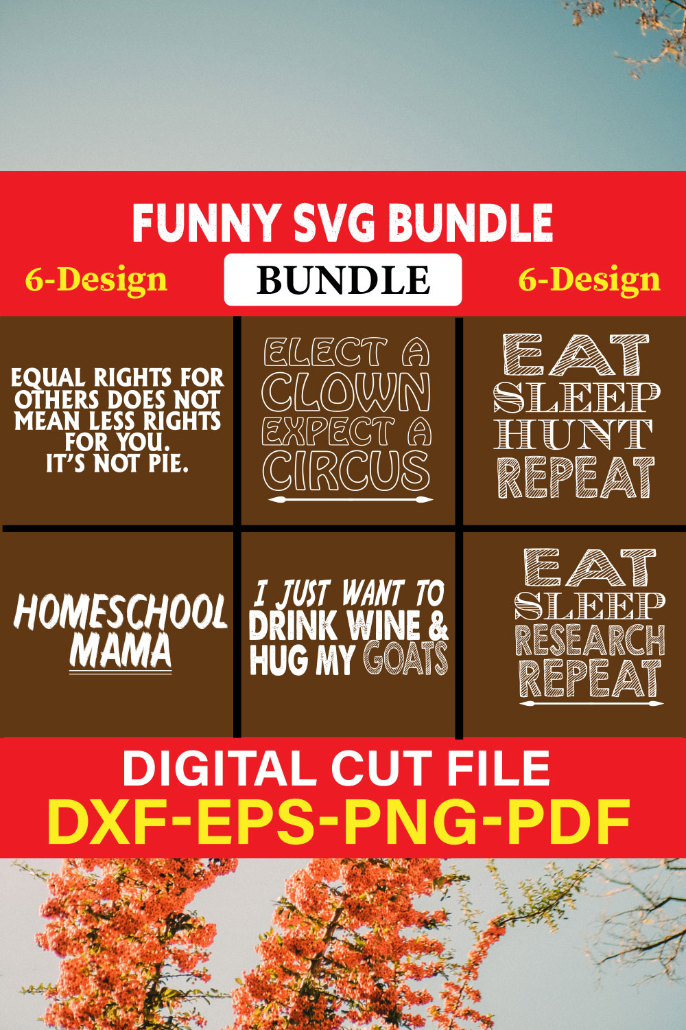 Funny SVG T-shirt Design Bundle Vol-12 pinterest preview image.