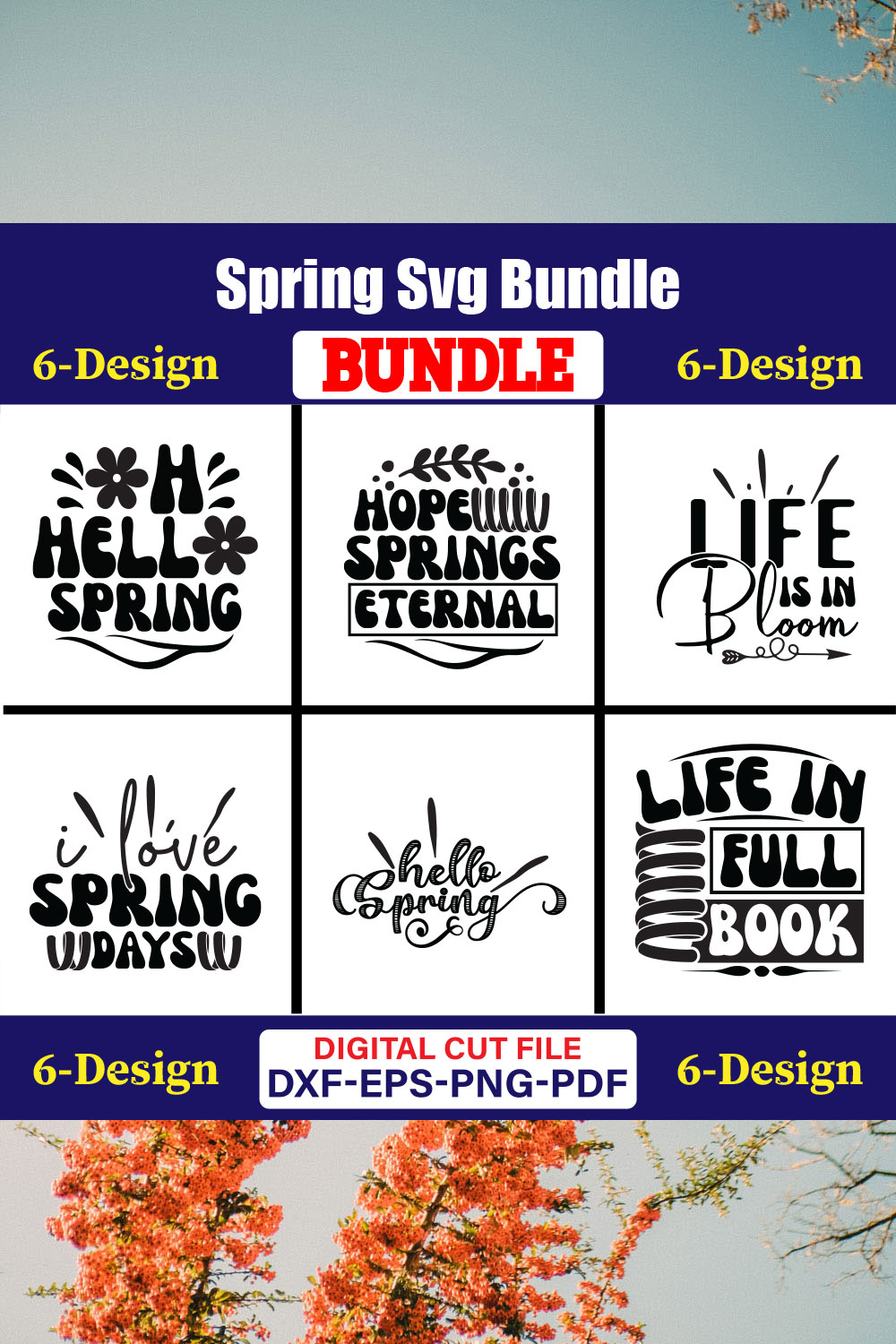 Spring T-shirt Design Bundle Vol-02 pinterest preview image.