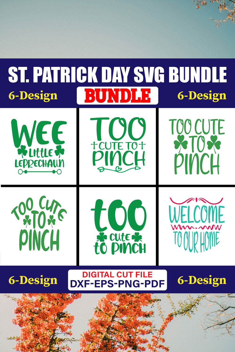 St Patrick Day SVG T-shirt Design Bundle Vol-25 pinterest preview image.