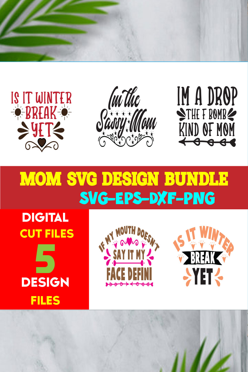 Mom T-shirt Design Bundle Volume-04 pinterest preview image.