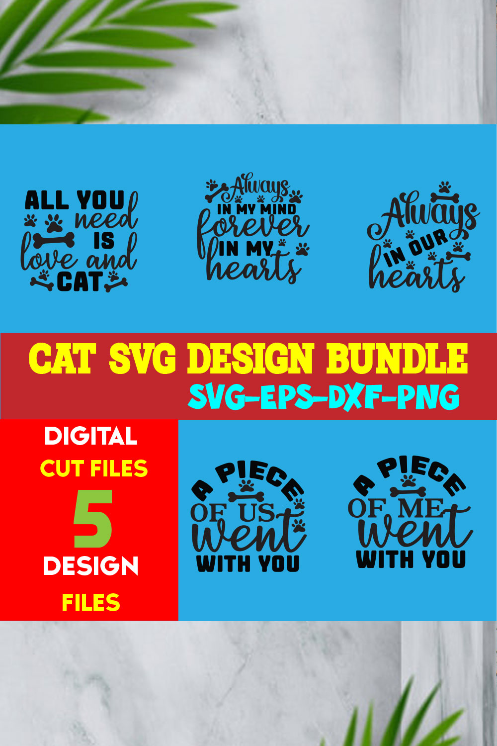 Cat T-shirt Design Bundle Volume-08 pinterest preview image.