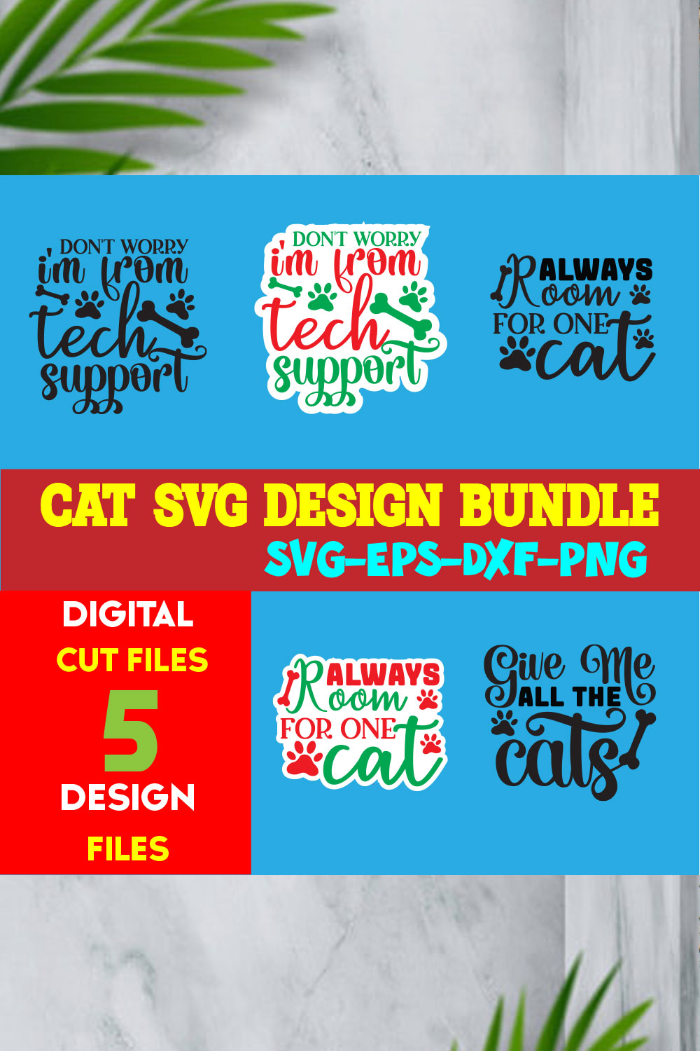 Cat T-shirt Design Bundle Volume-04 pinterest preview image.