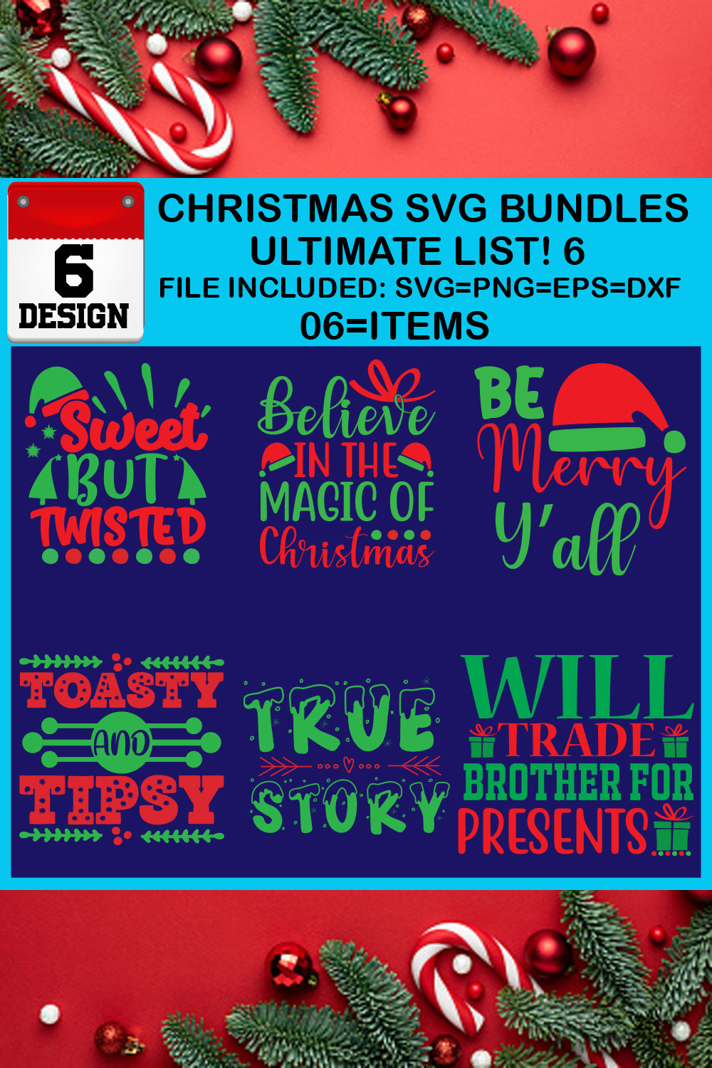 Ultimate List! 6 Christmas SVG Free Bundles pinterest preview image.