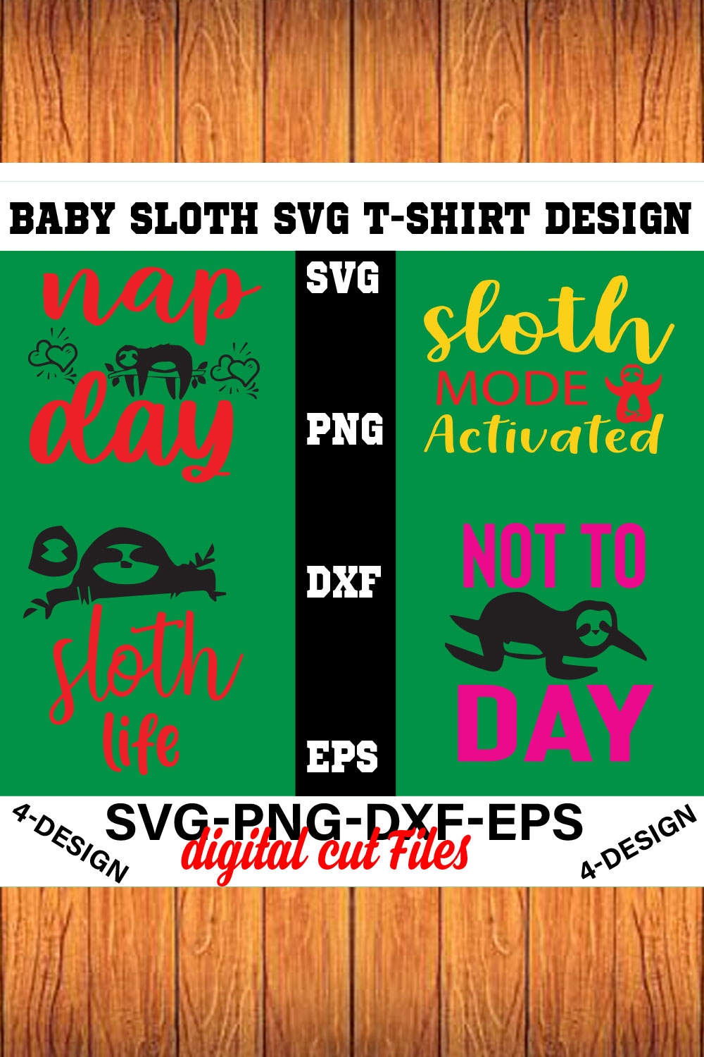 baby sloth SVG t-shirt design bundle sloth quotes svg, svg for cricut, cute sloth svg, Volume-03 pinterest preview image.