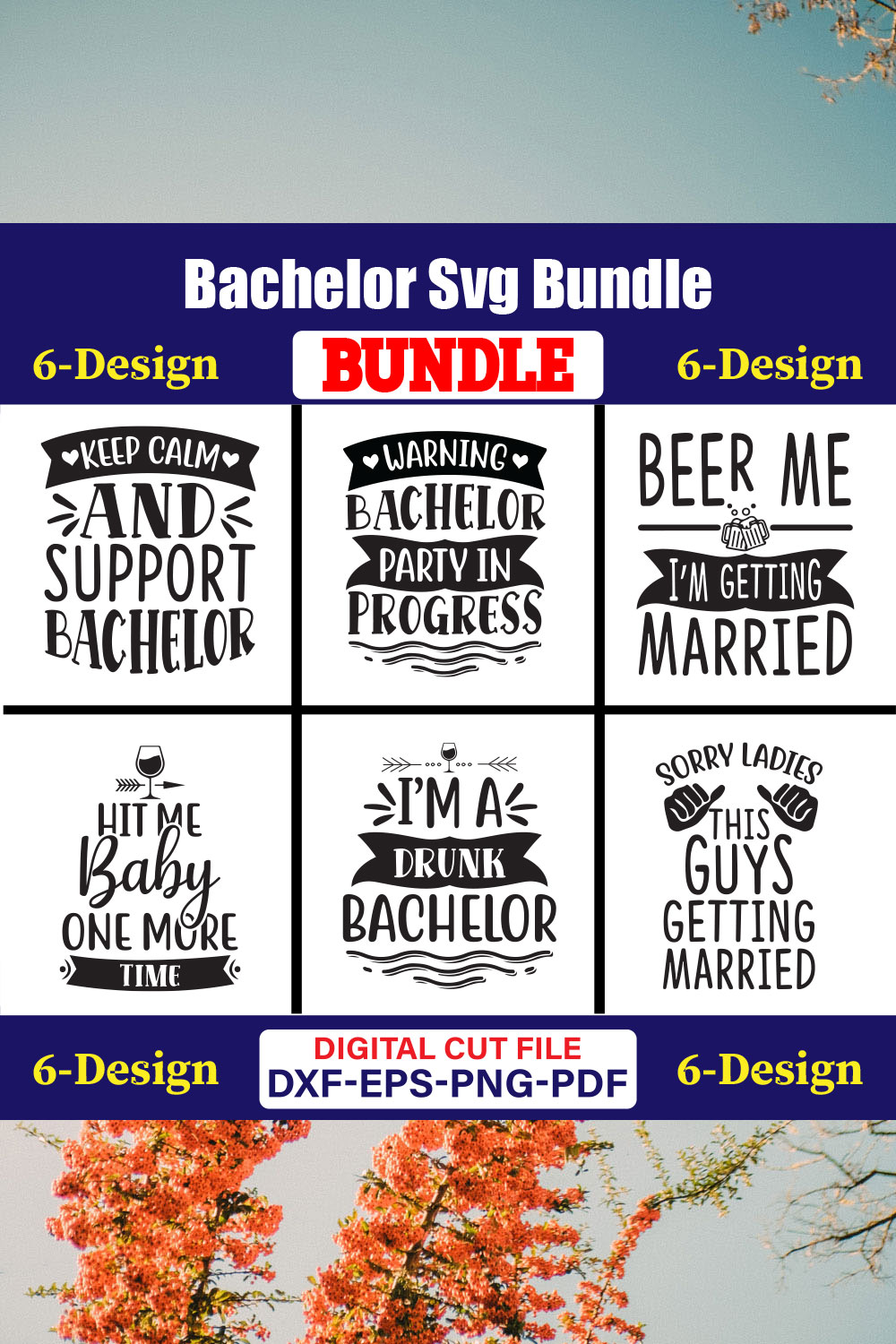 Bachelor T-shirt Design Bundle Vol-02 pinterest preview image.