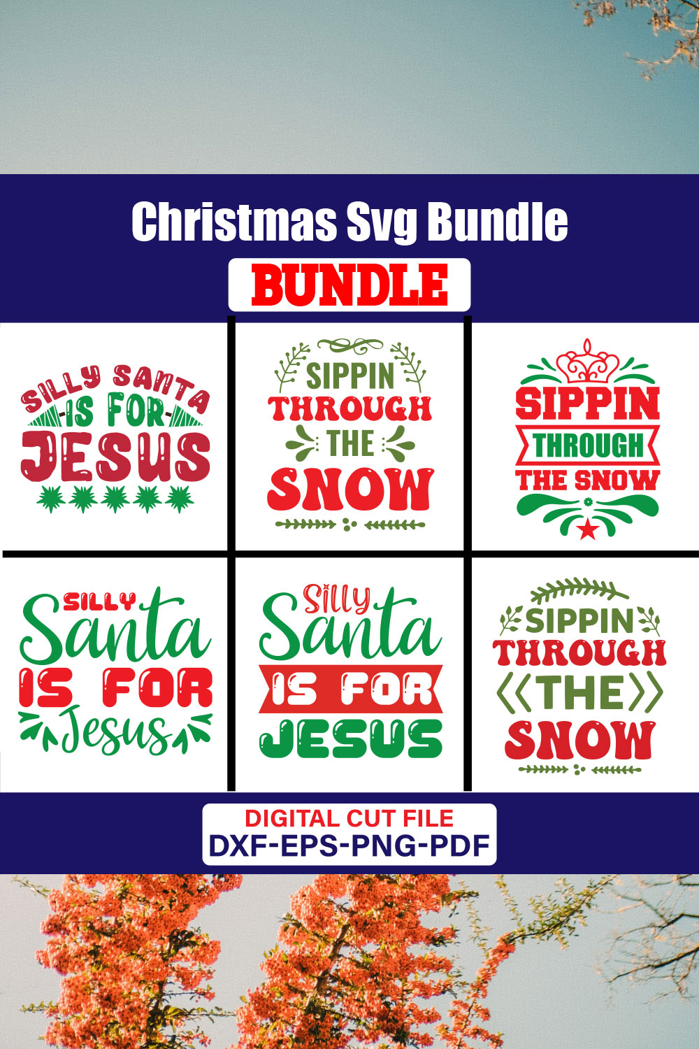 Christmas T-shirt Design Bundle Vol-74 pinterest preview image.