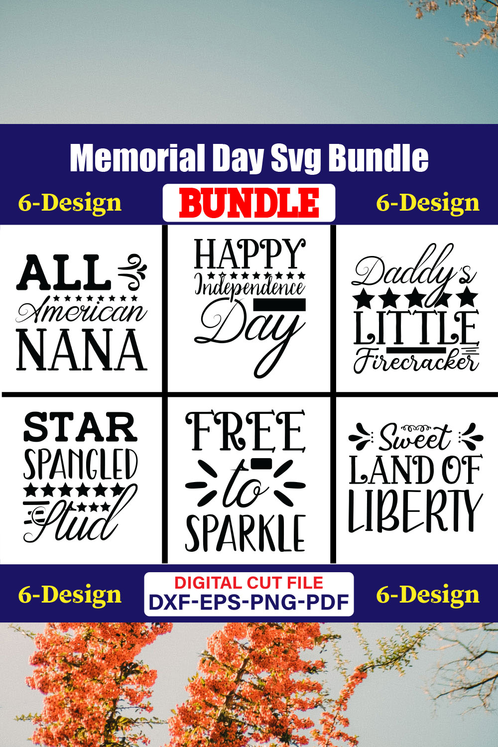 Memorial Day T-shirt Design Bundle Vol-01 pinterest preview image.