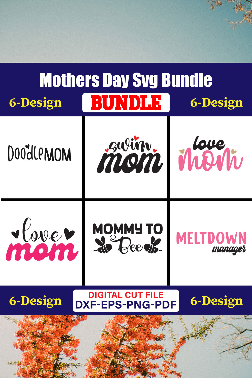 Mothers Day SVG Bundle, Mom life svg, Mama svg, Funny Mom Svg, Blessed mama svg, Mom of boys girls svg-Vol-156 pinterest preview image.