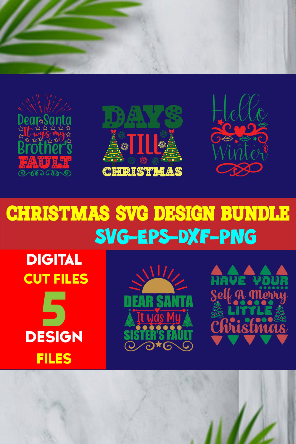 Christmas T-shirt Design SVG Bundle Free Volume-39 pinterest preview image.