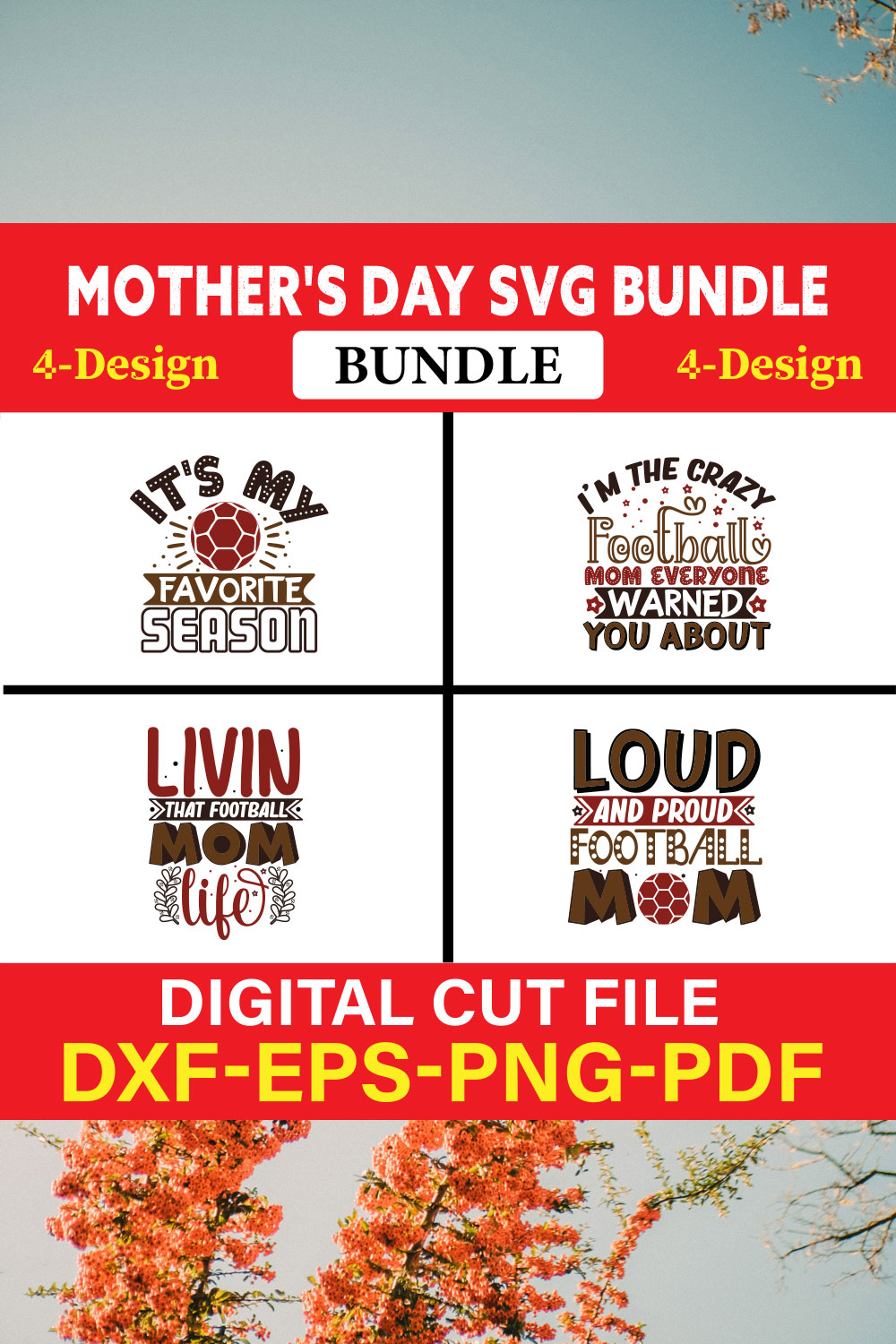 Mother's Day SVG T-shirt Design Bundle Vol-05 pinterest preview image.