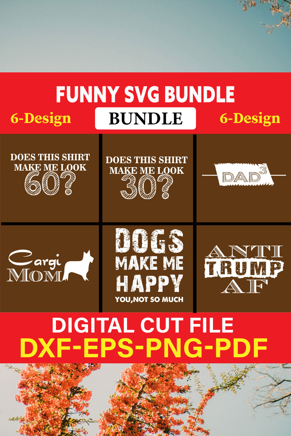 Funny SVG T-shirt Design Bundle Vol-01 pinterest preview image.