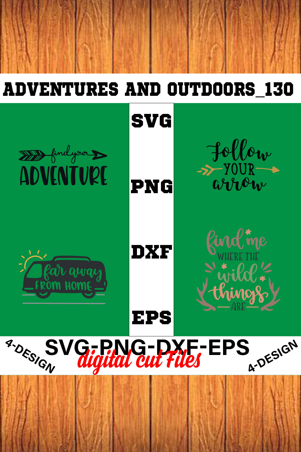 Adventures And Outdoors T-shirt Design Bundle Volume-10 pinterest preview image.